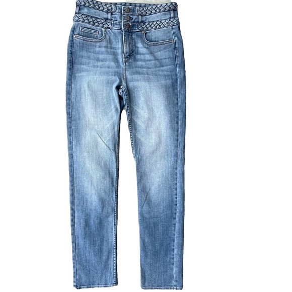 NWT WHBM Jeans Everyday Braided Soft Extra High Rise Slim Ankle Jean Size 0 - Picture 2 of 14